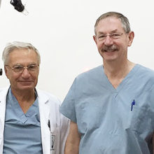 From left, Drs.Garibyan, Goudsouzian, Anderson and Jalian, in the operating room at Arabkir Pediatric Hospital in Armenia
