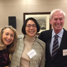 Joining to advance early cancer detection are (from left) Meryl Bralower, Lecia Sequist, MD, MPH, and Michael Bralower, MD.