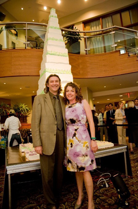 Alessio Fasano, MD, and Jules Shepard, in front of gluten-free cake at Gluten-Free Food Labeling Summit in Washington, D.C. in 2011.