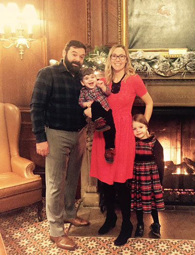 Lincoln Dahlstrom with his parents, Jamie and Tara. and sister, Tillie.