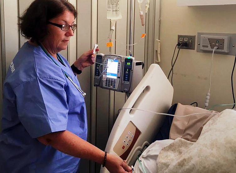 Nurse practitioner Jean Bernhardt, NP, worked in a surgical ward in Saipan, as part of a Mass General global disaster response team responding to Typhoon Yutu.