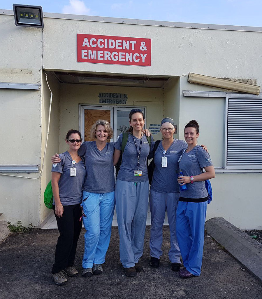Dominica team members, from left: Kim Waugh, RN, Grace Deveney, RN, MPH, Megan Rybarczyk, MD, Roberta Culbert-Costley, MSN, and Jaclyn Dulong, RN.