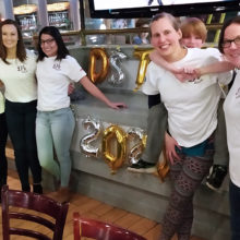 (L-R) Alex Linden, Christine Treseler, Delmis Urquiza, Jess Garton, her son Quinlan and Caitlin Miller at a Marathon fundraiser in February, the only event they were able to work on together before COVID-19.