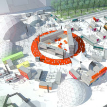 For HUBweek 2017, the HUB at Boston City Hall Plaza will feature nine geodesic domes, shipping containers and food trucks.