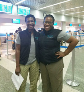 Joy Williams, RN (left), and Naima Joseph, MD, were among the first members of the Mass General disaster response team to leave for hurricane-stricken Haiti. (photo by Shauna Murray)