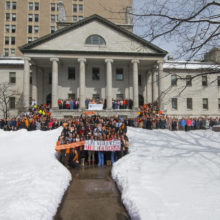 Members of the Mass General community gathered in 2018 to promote gun safety.