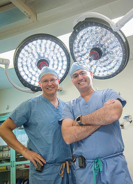 Cardiologist Greg Lewis, MD, (left) and cardiac surgeon David D’Alessandro, MD, led the Mass General effort to get Dennis Kaminski the heart transplant that he needed.