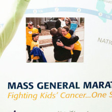 Those featured on the mural include Lindsey Beggan (left), a former Mass General pediatric cancer patient who ran in the 2013 marathon. Because of the bombing, she had to stop a mile from the finish line. Lindsey is back – running and raising money for the 2014 team.