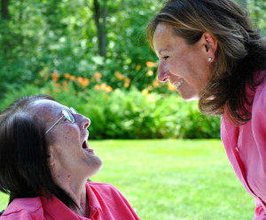 Louise Finocchio, who has advanced Alzheimer's Disease, spends time with her daughter Karen Lubeck.