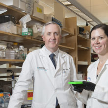 Surgical oncologist John Mullen, MD, and Sarah Johnstone, MD, PhD, of the Liposarcoma Genome Project