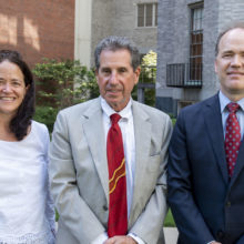 The co-chairs of Mass General Neuroscience are, from left, Merit Cudkowicz, MD, MsC, chief of Neurology; Jerrold Rosenbaum, MD, chief of Psychiatry; Bob Carter, MD, PhD, chief of Neurosurgery.