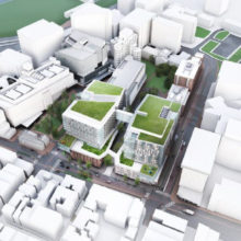 An aerial rendering of Mass General's proposed new building. (Rendering courtesy of NBBJ)