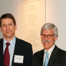 From left: Katrina A. Armstrong, MD, MSCE; Joshua P. Metlay, MD, PhD; Peter L. Gross, MD; and Peter L. Slavin, MD, MGH president, at the celebration.