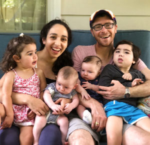 Quinn Mills (far right) with his family. Parents Liz Aronin and Jamie Mills and siblings (left to right) Josie, Jack and Emmaline.