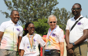 Dr. Weinstein with his colleagues from Uganda (left to right) Stephen Asiimwe, MD, Gertrude Kiwanuka, MD, and Abraham Omoding, MD.