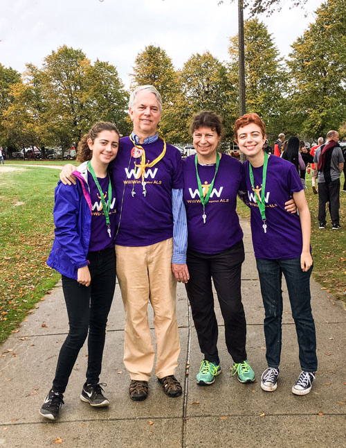 From left, Hannah, Stephen, Jane and Casey participated in Walk to Defeat ALS in Boston, in 2016.