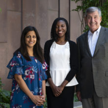 From the left, Aparna Parikh, MD; Irene Alinafe Chidothe, MD and Bruce Chabner, MD