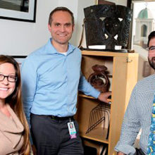 From left, Jessica Moreno, PharmD, Kristian Olson, MD and Benjamin Bearnot, MD, were part of a CAMTech hackathon team that devised a plan to reduce opiate overdoses.