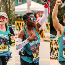 Among the Boston Marathon runners raising funds for programs at Mass General were, from left: Shira Brown, Abeo Powder and Matthew Danto.