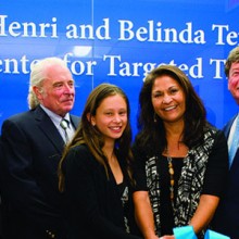 Above, from left: Peter L. Slavin, MD, president, Mass General; Mass General Cancer Center Director Daniel A. Haber, MD, PhD; John P. Murphy; Adriana Termeer; Belinda and Henri Termeer; and Keith T. Flaherty, MD, director of the Termeer Center.