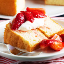 Pair some fresh strawberries with a slice of angel food cake for a light summer dessert.