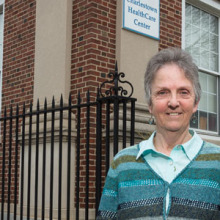 From left to right: Sharon McLaughlin and Lydecke Sweet, MD, of the MGH Charlestown HealthCare Center.