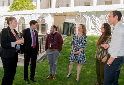 Others involved in expanding transgender health services include, from left: Katie Wolf; Alex Keuroghlian, MD, MPH; social worker Asher Bruskin, MSW; pediatrician Ariel Frey-Vogel, MD; Melanie Cohn-Hopwood, MSW; and Robert Goldstein, MD, PhD.