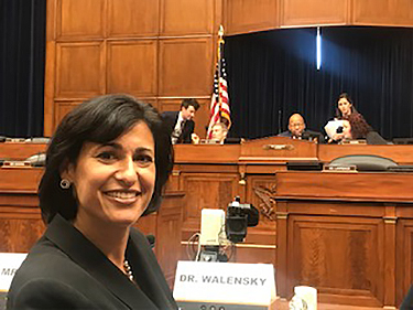 MGH Research Scholar Rochelle Walensky, MD, MPH, recently testified before Congress about the high cost of a drug that can reduce the risk of contracting HIV.